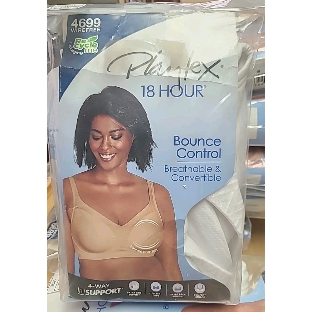 Playtex 18 Hr 4 Way Support with Bounce Control Bra (4699 Wirefree)  42C - White
